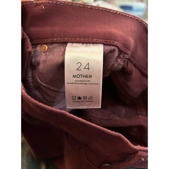Mother Jeans The Rascal Sliced Up Heel Jeans In Burgundy Women’s Size 24 NWOT - Picture 10 of 10